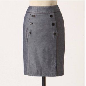 Anthropologie Idra Chambray Scallop Sailor Skirt 0